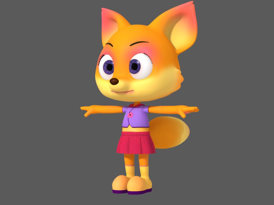 Мультяшная лиса 3д