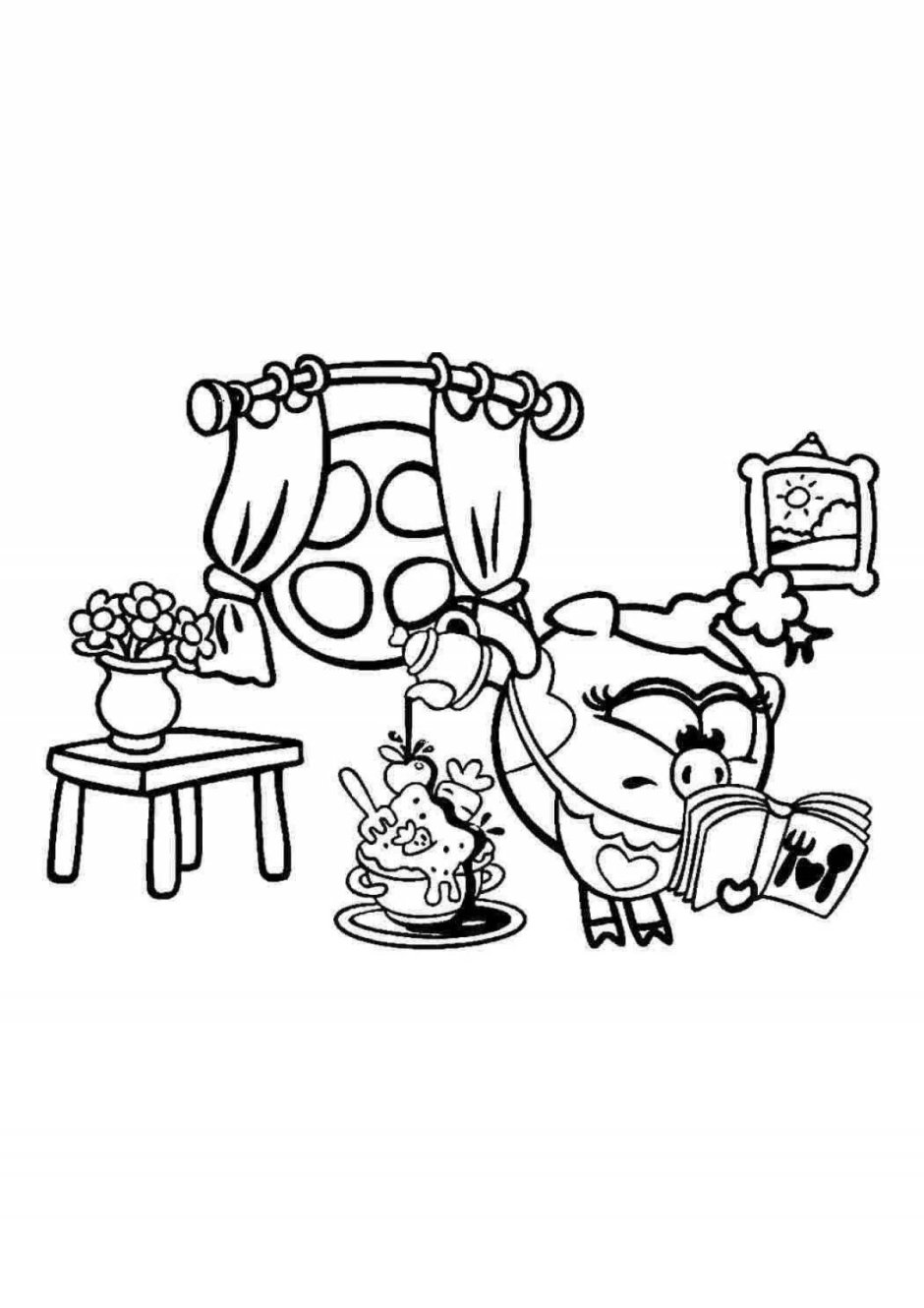 Сова Смешарики раскраска