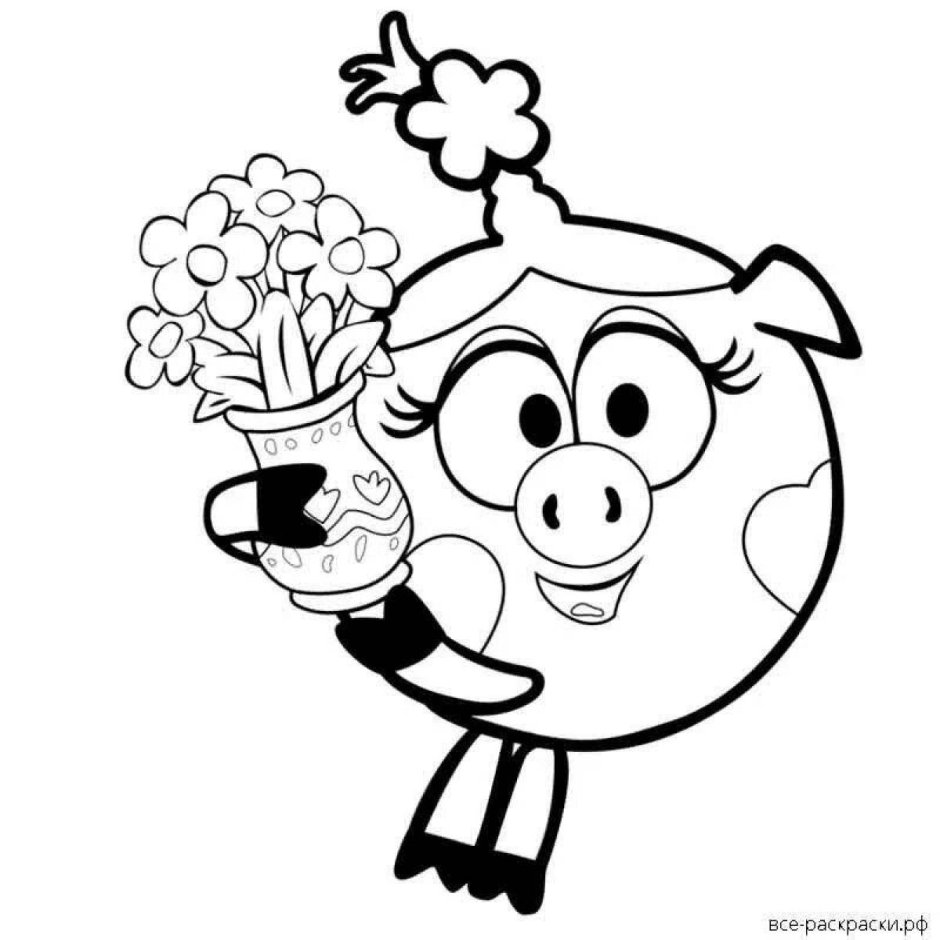Смешарики раскраска для детей Бараш