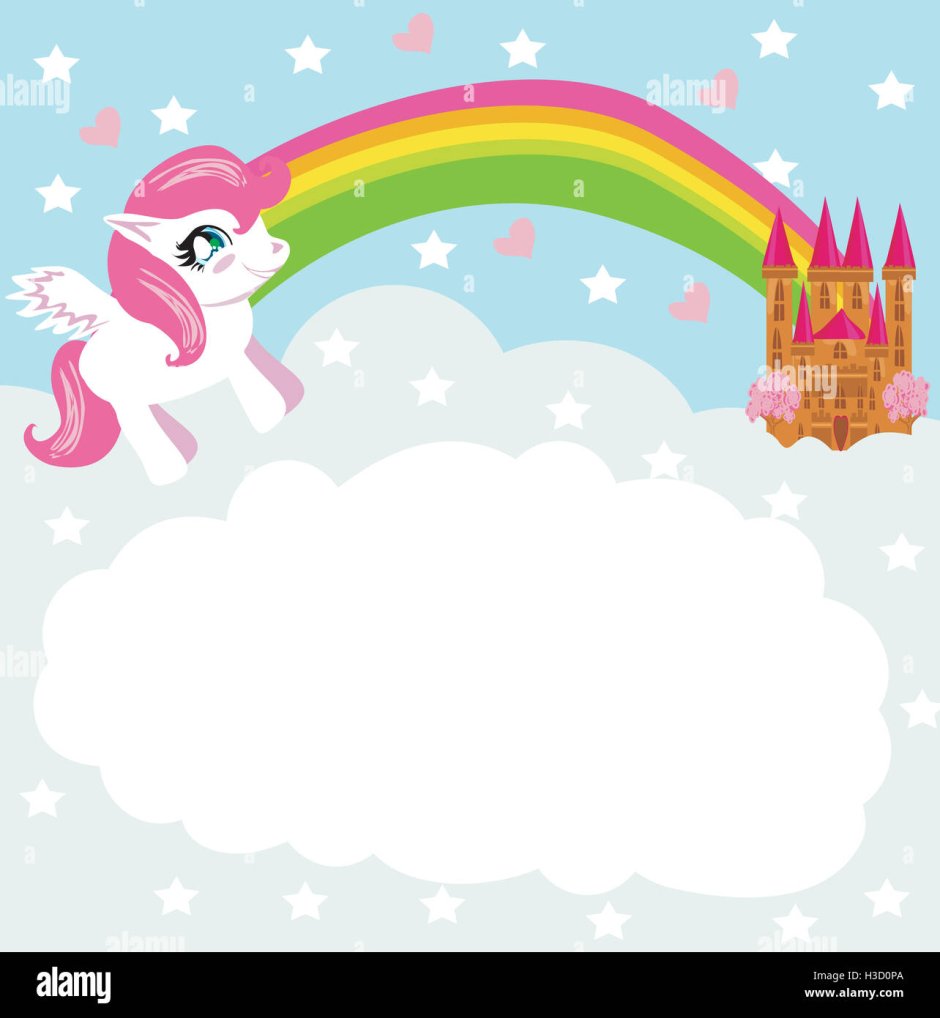 Рамка в стиле единорога с радугой