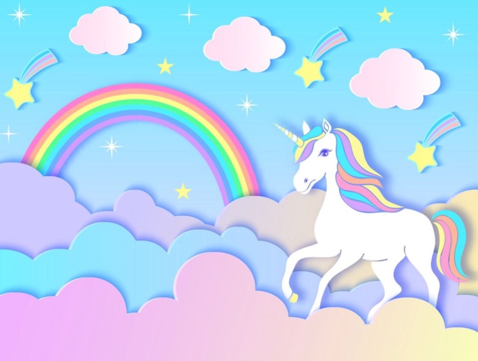 Радуга единорога с облаками