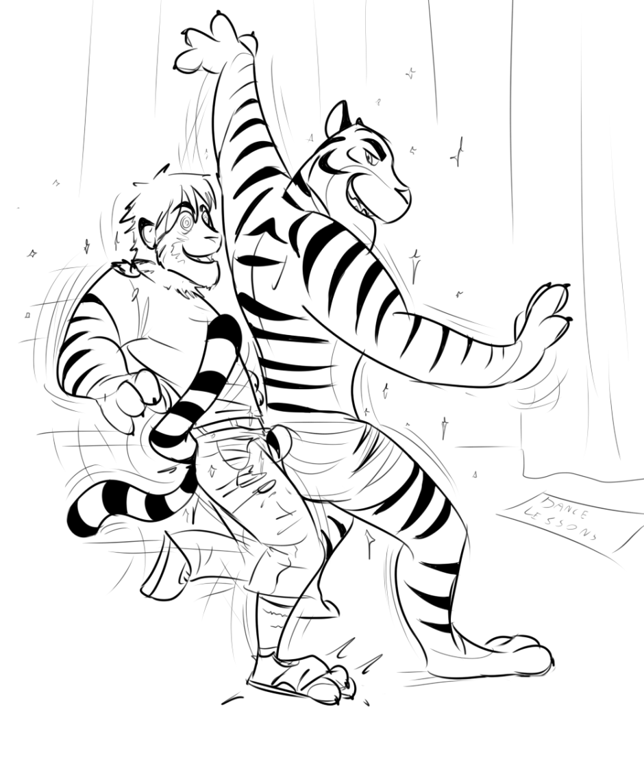 Тигра танцует раскраска