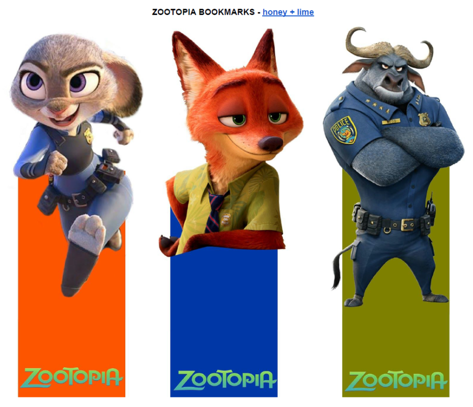 Закладка Зверополис рисунокъ