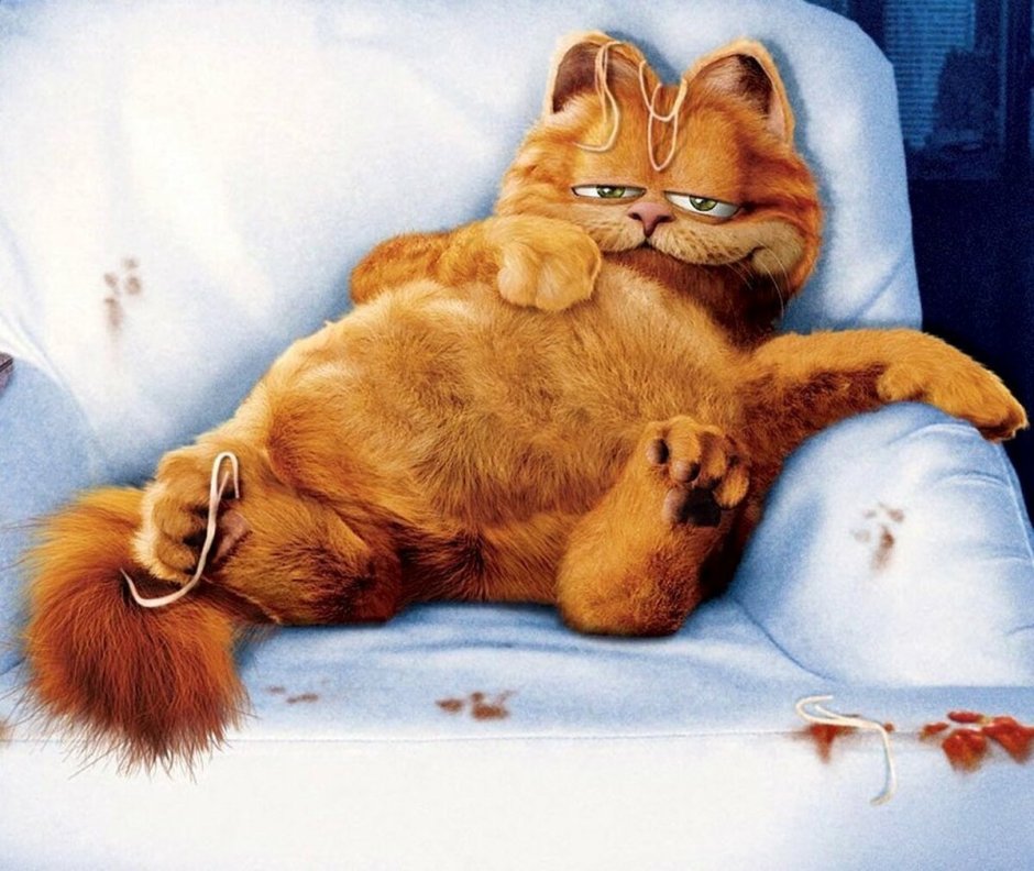 Ленивый кот рисованный