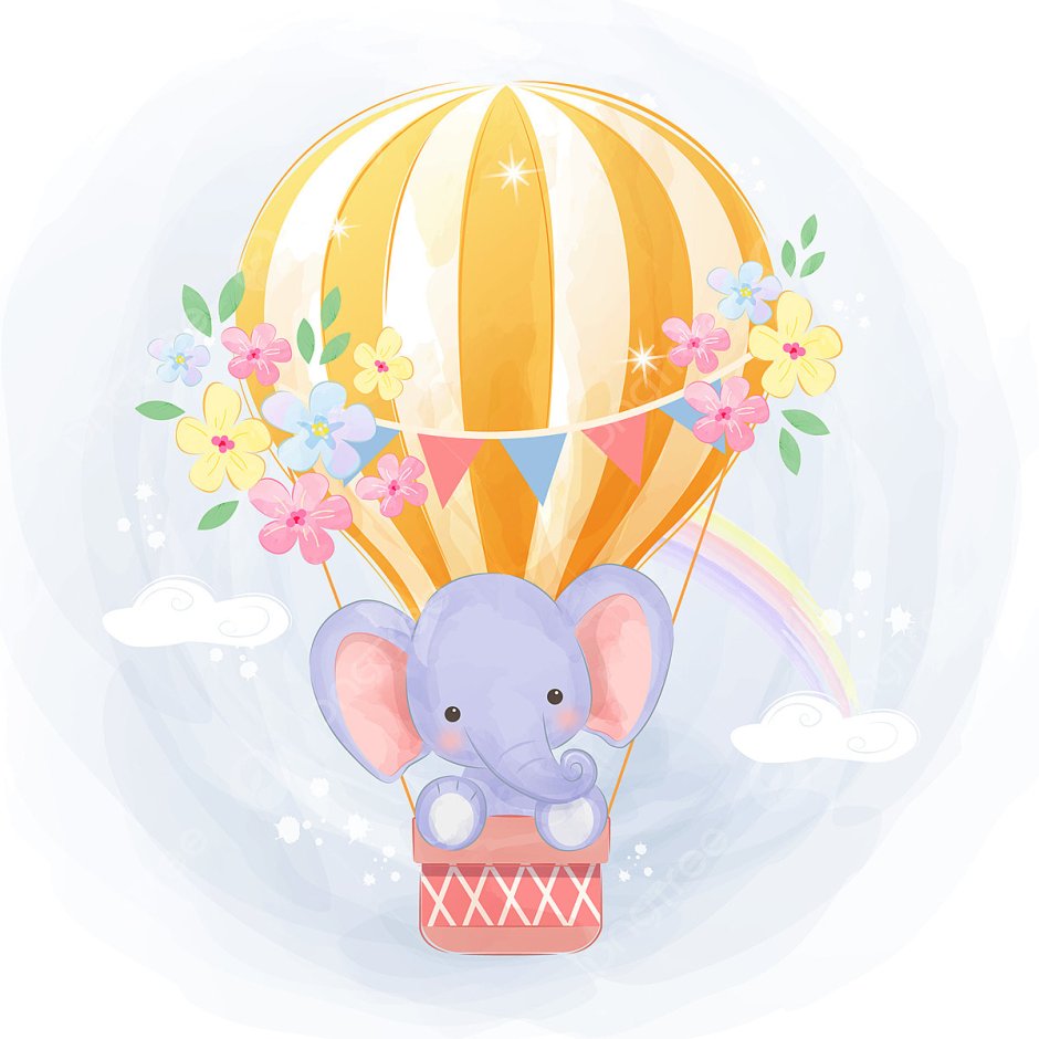 Слоник на воздушном шаре