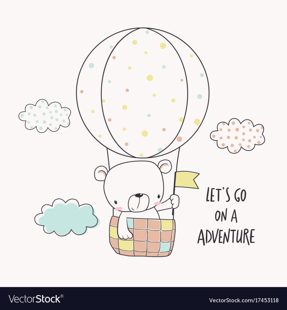 Медведь в воздушном шаре вектор