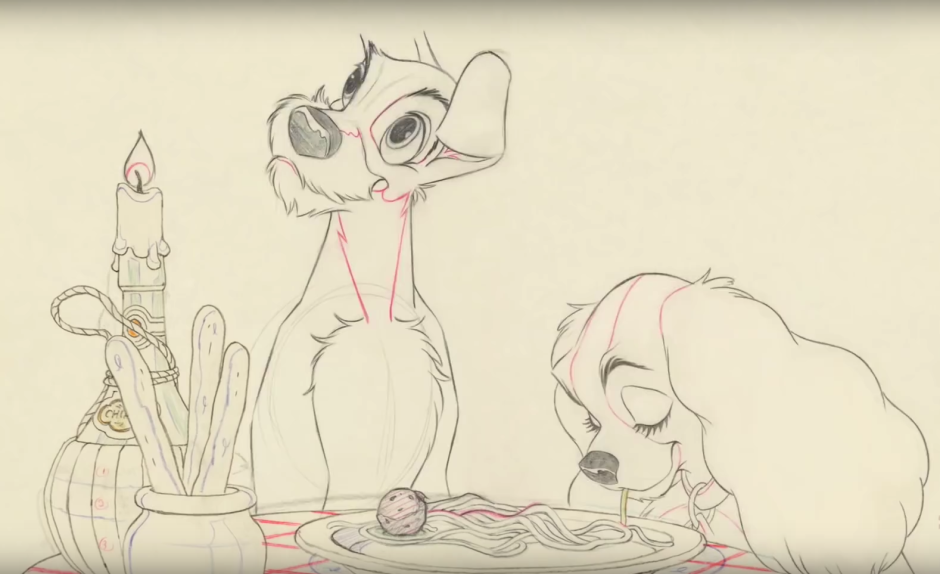 Скетчи леди и бродяги Дисней