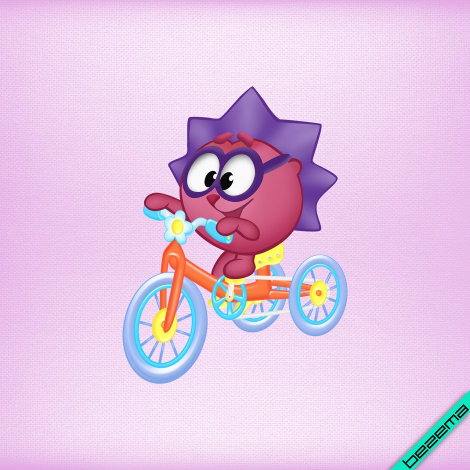 Крош на велосипеде