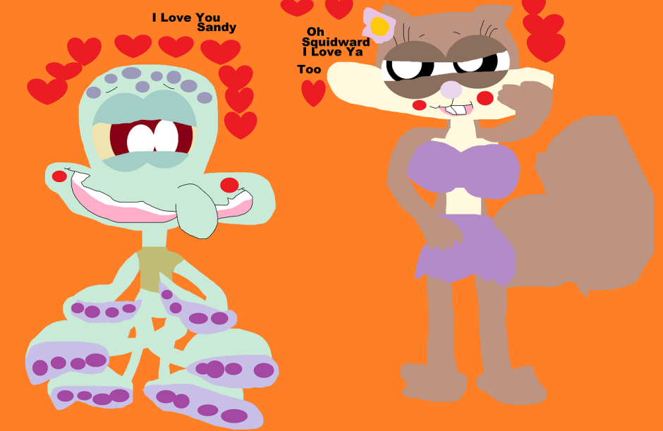 Сэнди и Сквидвард любовь арты