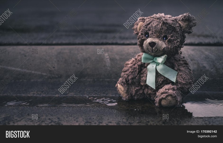 Грязный плюшевый медведь