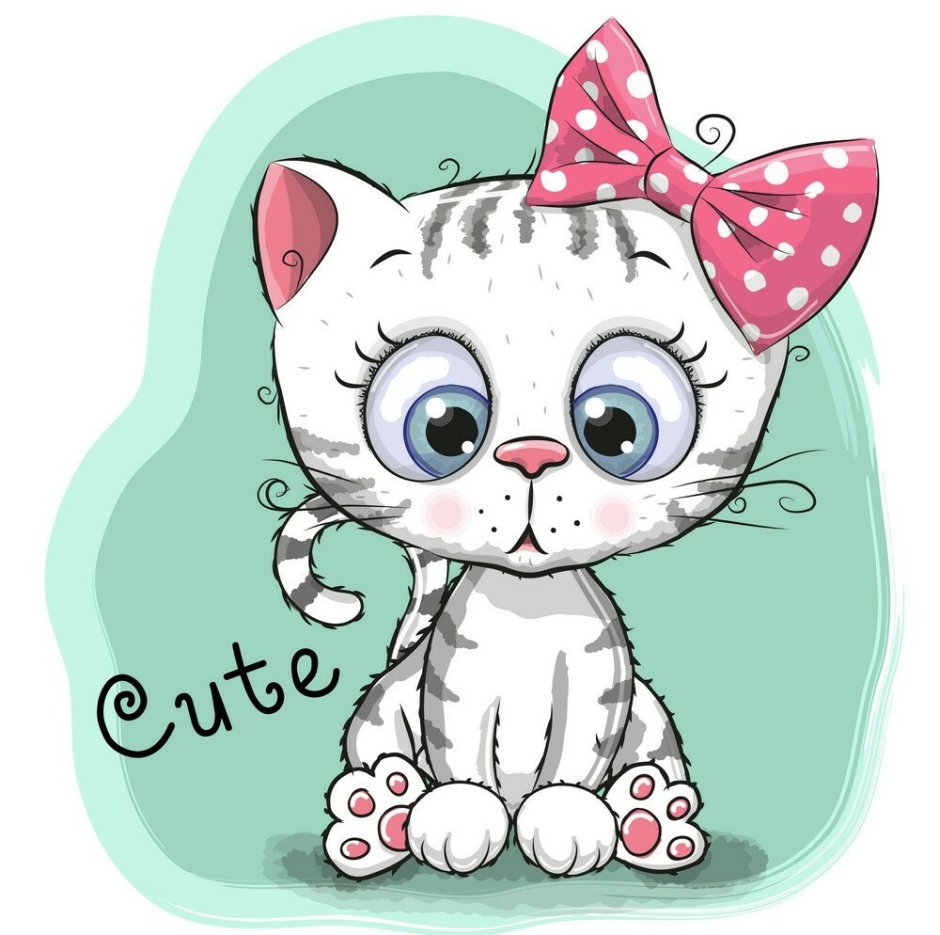 Котенок с бантом рисунок