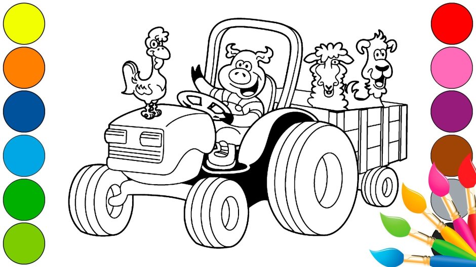 Раскраска для малышей. Трактор