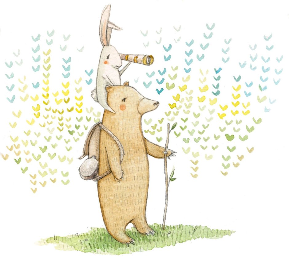 Медведь обнимает зайца