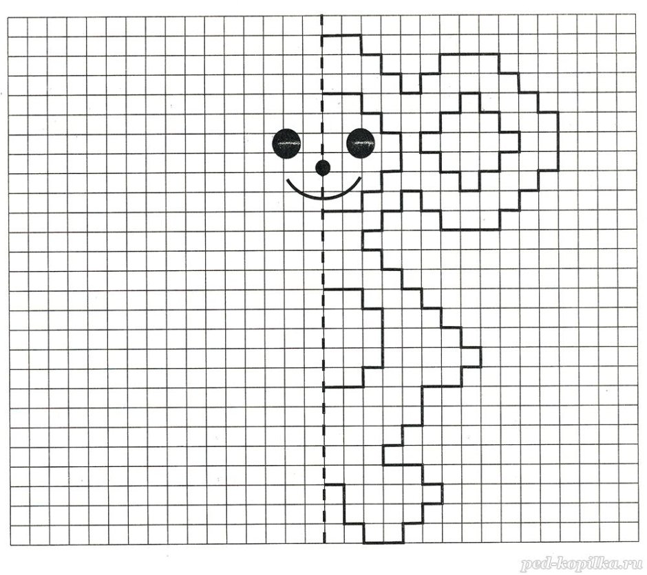 Симметричное рисование по клеточкам для детей 6-7 лет