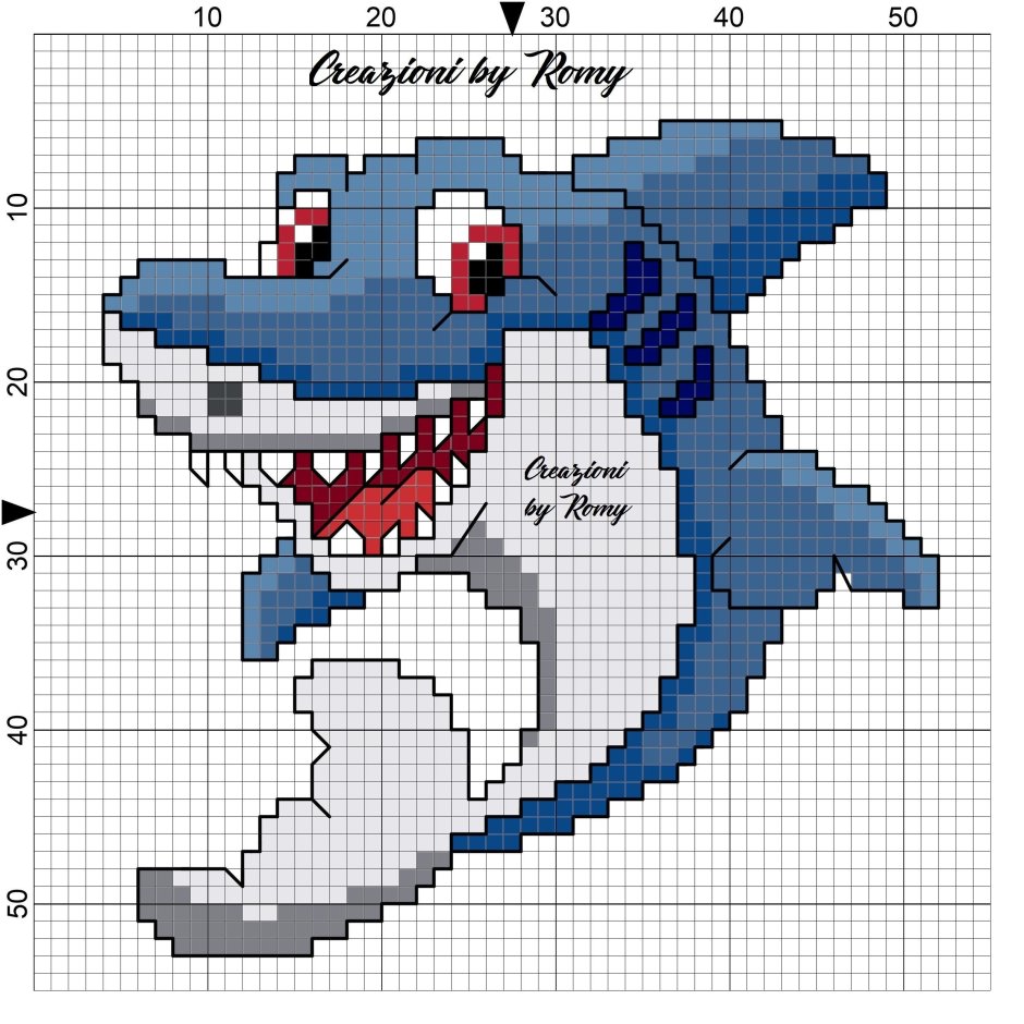 Акула вышивка