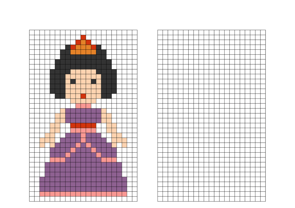 Рисунки по клеточкам куклы