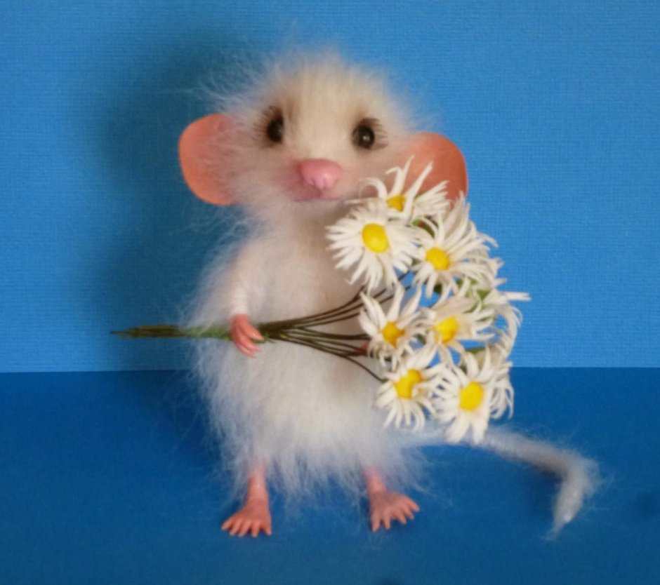 Мышонок с ромашкой